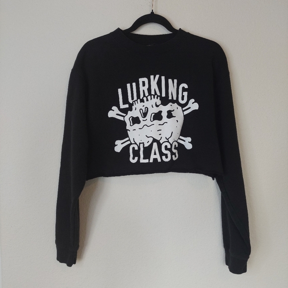 Lurking Class By Sketchy Tank Lowered Expectations Crop Cut Off Sweatshirt - Picture 1 of 7